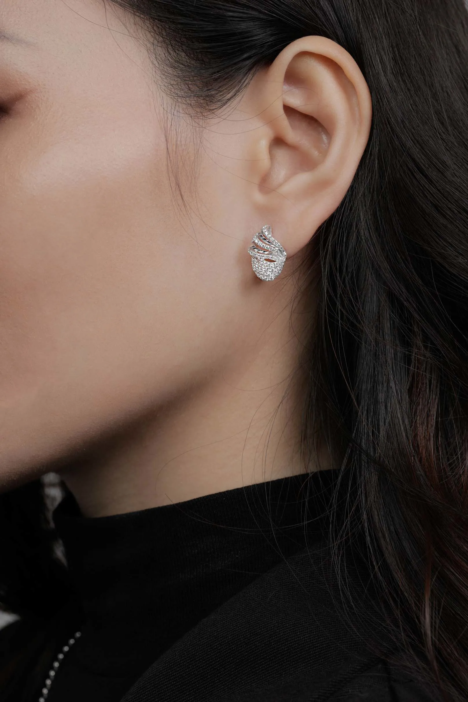 Bông Tai Nữ Bạc 925 Xi Bạch Kim Đính đá CZ - NI4GZ001 