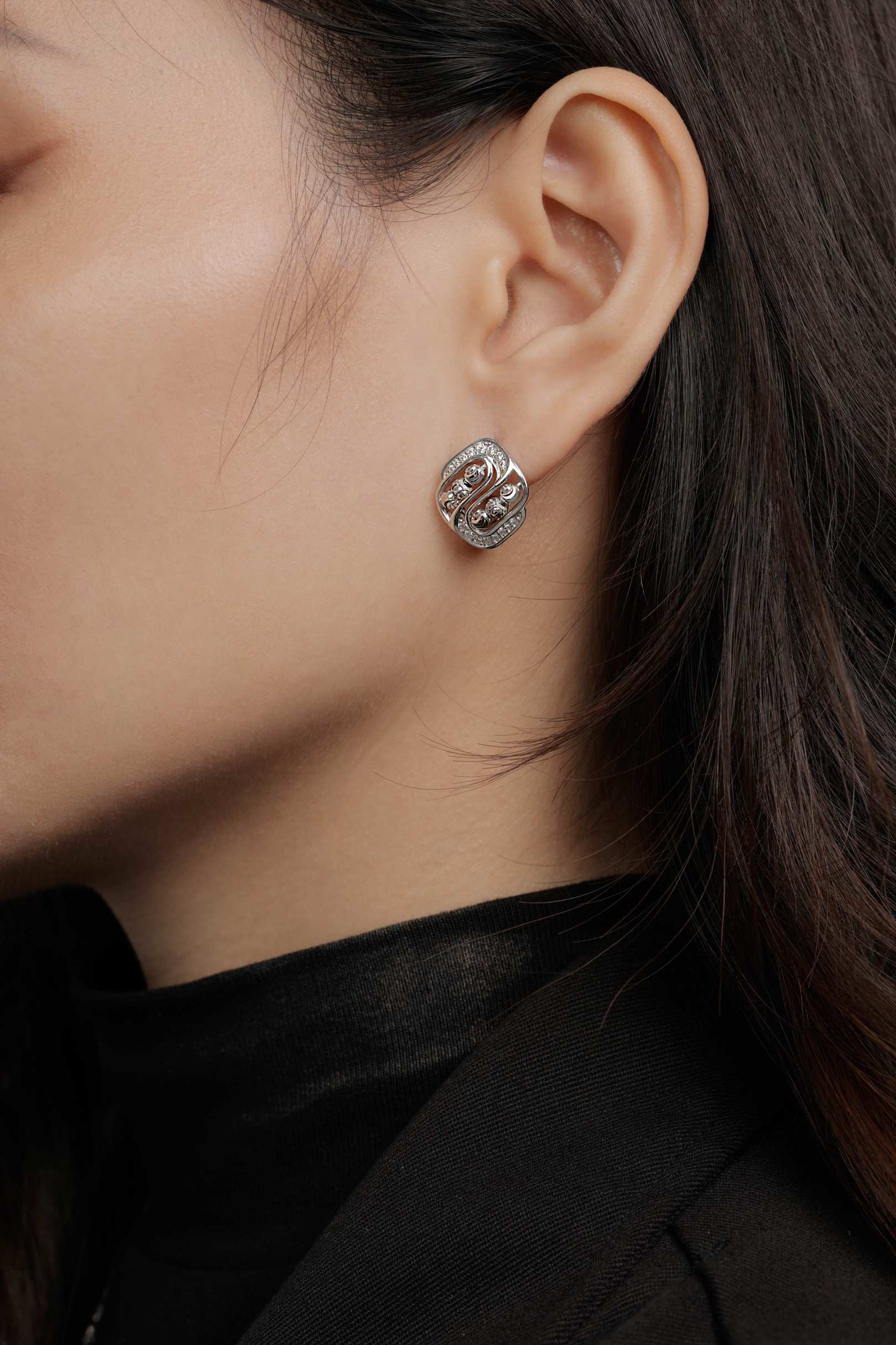 Bông Tai Nữ Bạc 925 Xi Bạch Kim Đính đá CZ - NI4GZ002