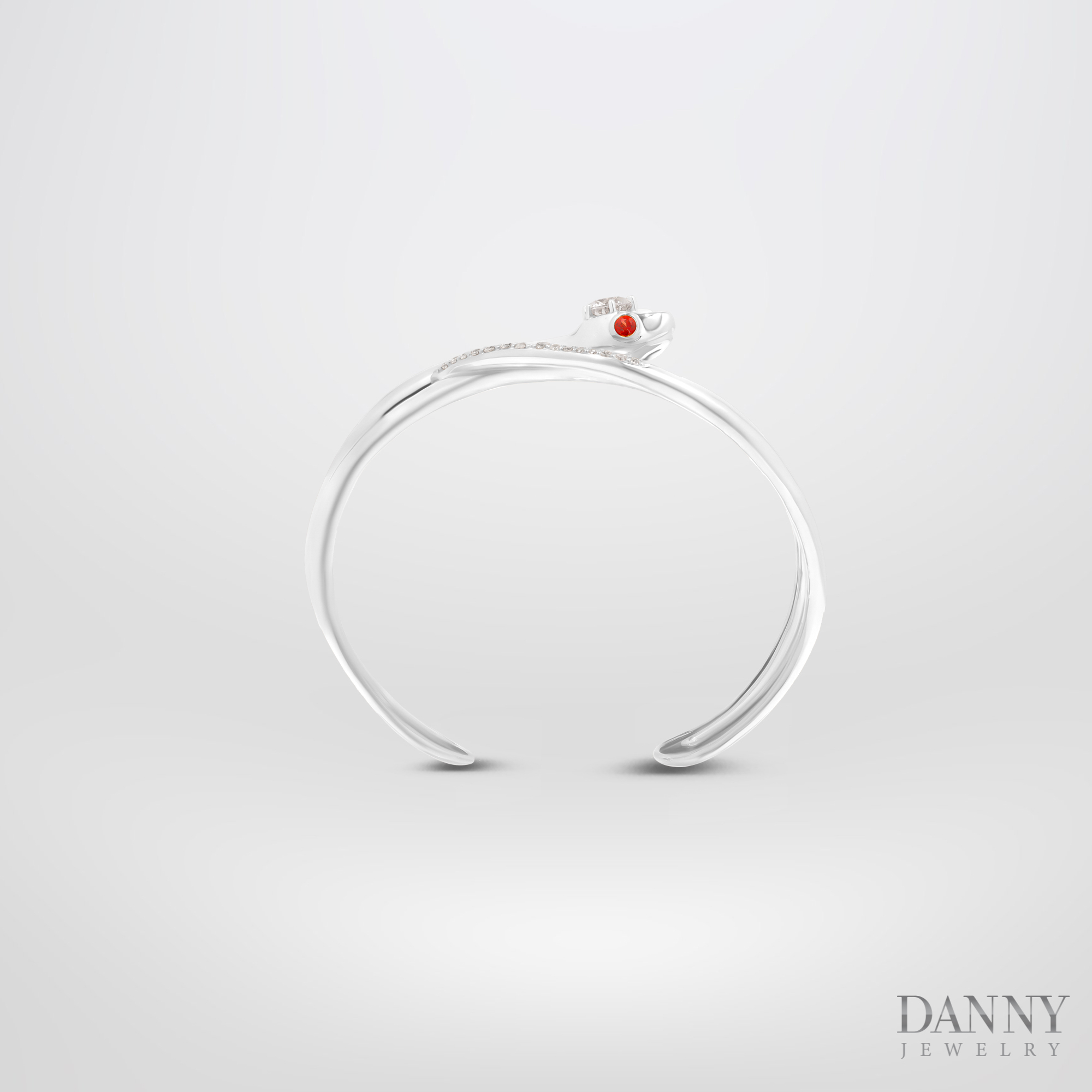 Vòng tay Con Rắn đính đá Sapphire 0.16 Cts và đá Cz, Bạc 925 xi Rhodium - LT011