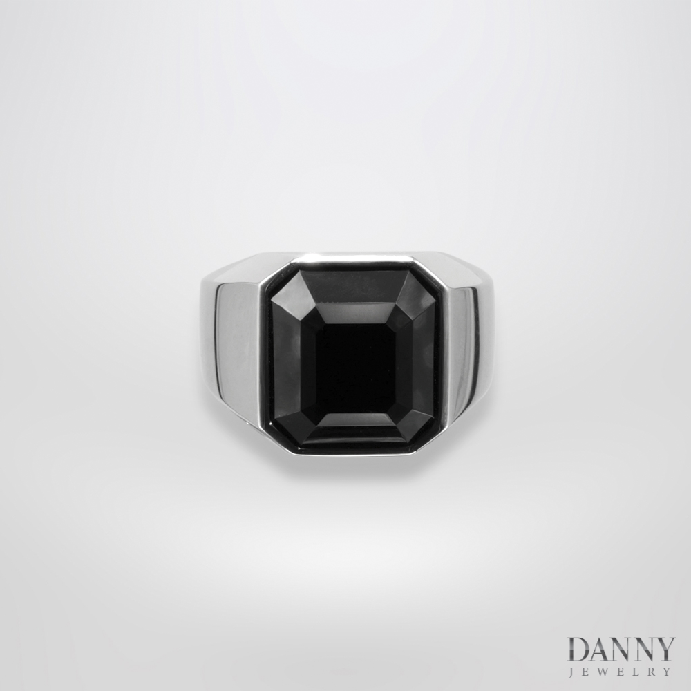 Nhẫn nam bạc 925 xi Rhodium đá Onyx “Black mirror” - JI2GAB001 - N0001