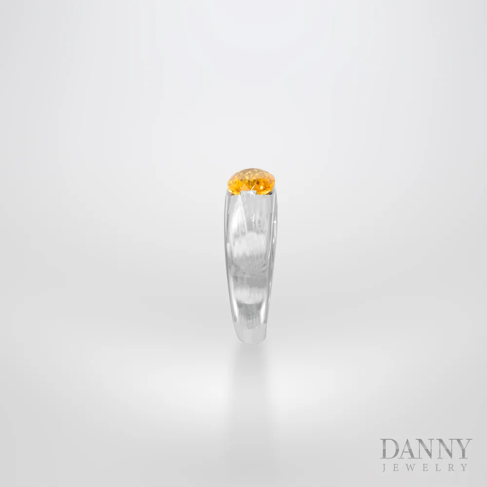 Nhẫn bạc 925 -  Gắn đá Citrine thiên nhiên -  xi Rhodium - Solar:The Saturn - KI2GH001